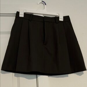 Zara Dark Gray Pleated Tailored Mini Skirt